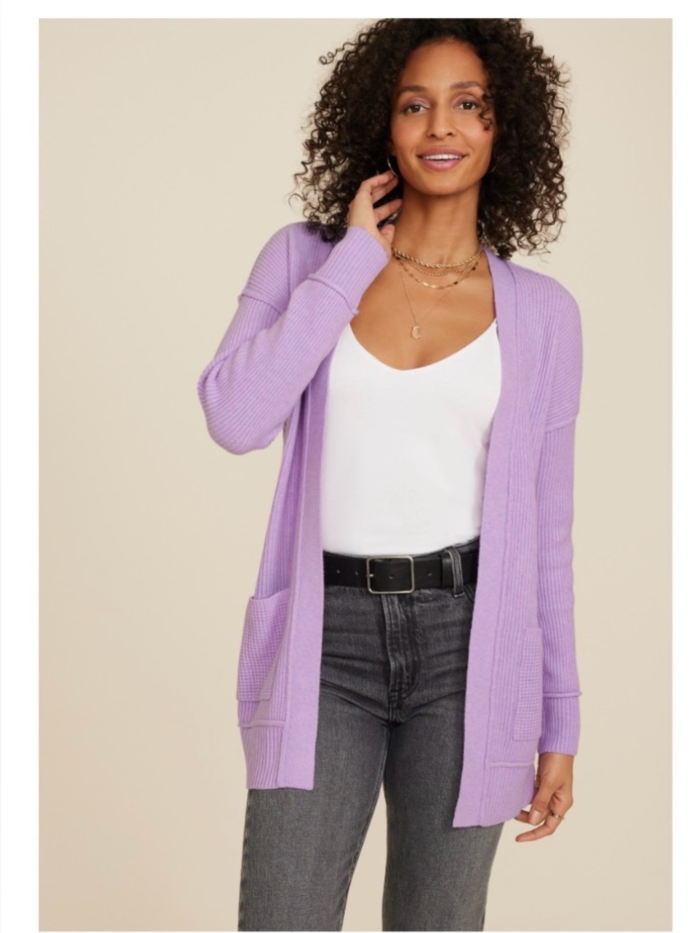 Maurices Lavender Open-Front Knit Cardigan